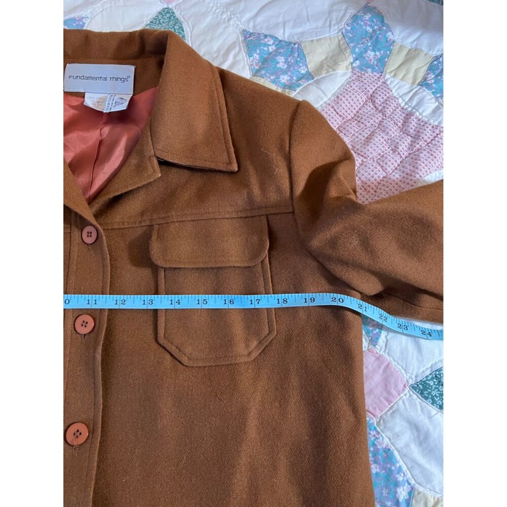 Vintage Fundamental Things Brown Button Front Wool Shacket Blazer Jacket 10 90's - Picture 7 of 12